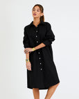 My Bodhi Roma Linen Dress | Black