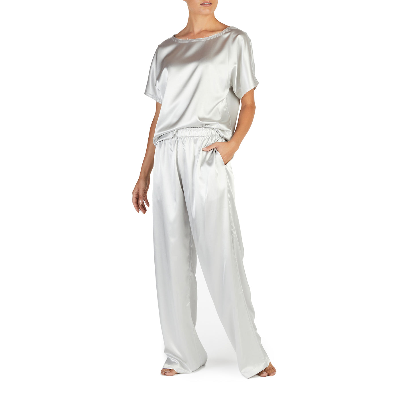 My-Bodhi Silk Satin Set | Silver