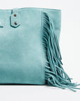 Cher Suede Fringe Bag - Teal