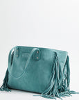 Cher Suede Fringe Bag - Teal