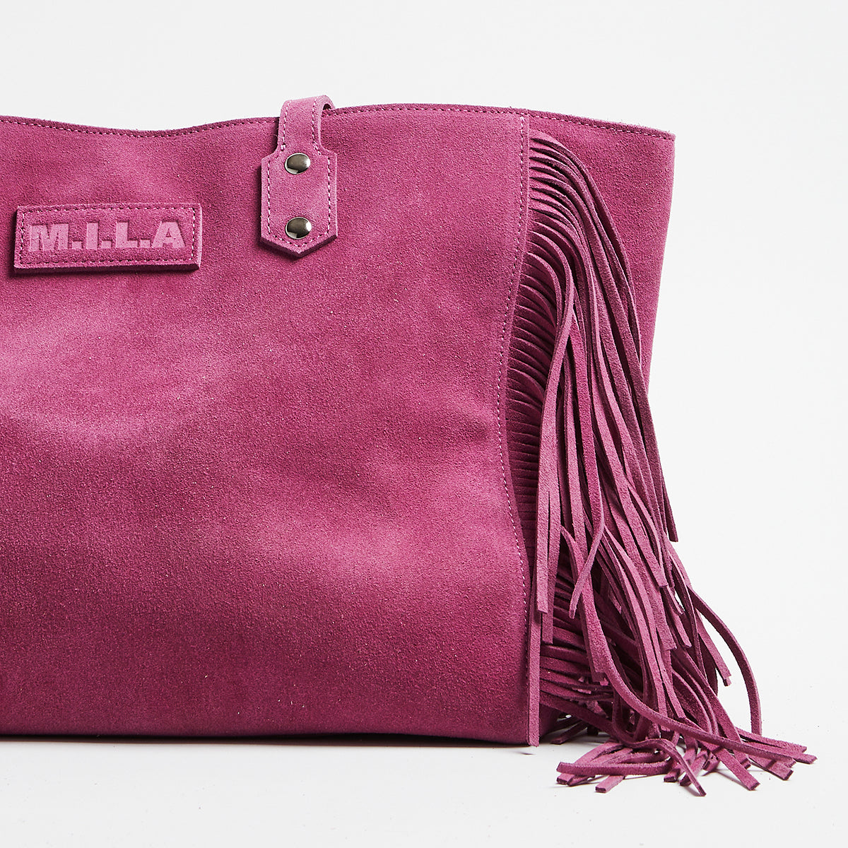 Cher Suede Fringe Bag - Raspberry