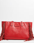 Cher Luxury Leather Fringe Bag - Red