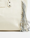 Cher Luxury Leather Fringe Bag - Ivory