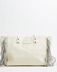 Cher Luxury Leather Fringe Bag - Ivory
