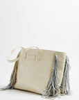 Cher Luxury Leather Fringe Bag - Ivory