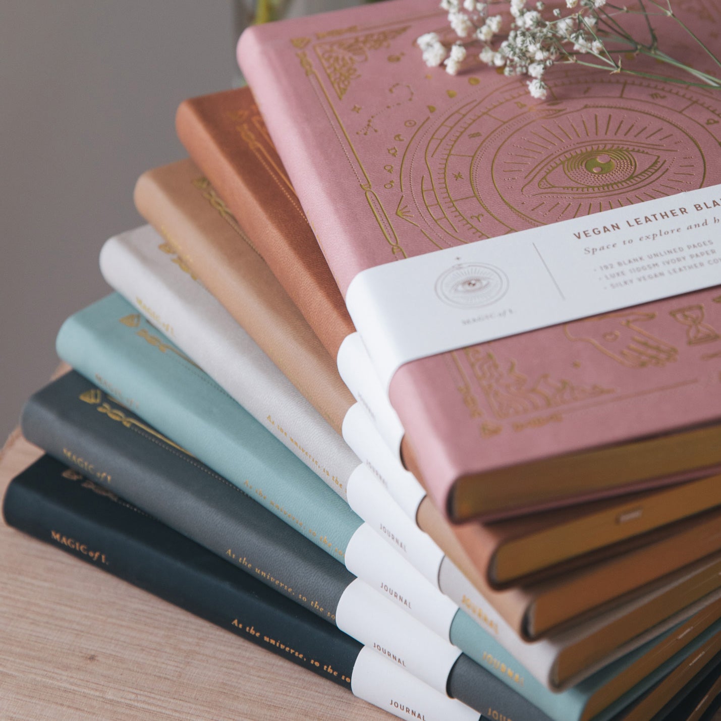 Black Vegan Leather Lined Journal