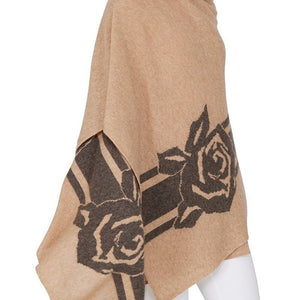 Flower Cashmere Wrap Scarf | Camel - Flower Cashmere Wrap Scarf | Camel