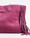 Cher Suede Fringe Bag - Raspberry