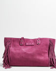 Cher Suede Fringe Bag - Raspberry