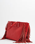 Cher Luxury Leather Fringe Bag - Red