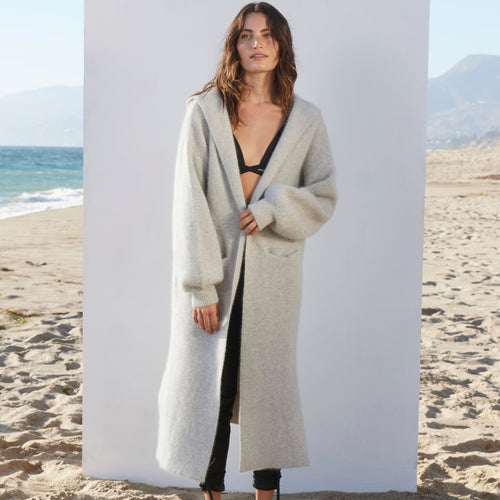 Cashmere Coat with Hood - Shell Gray - Cashmere Coat with Hood - Shell Gray
