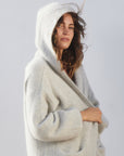 Cashmere Coat with Hood - Shell Gray